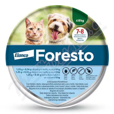 Foresto 1.25g+0.56g obojek kočky+psy do 8kg 38cm - Veterinární přípravky a potřeby pro vaše mazlíčky.