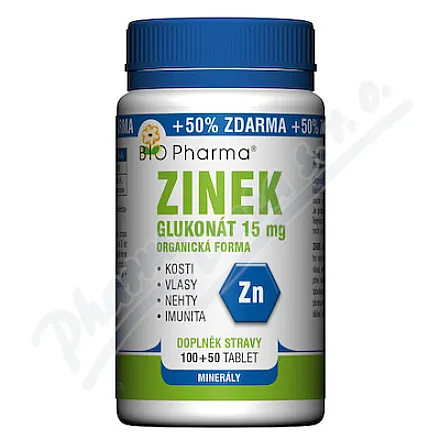 Glukonian cynku 15mg tbl.100+50 Bio-Pharma