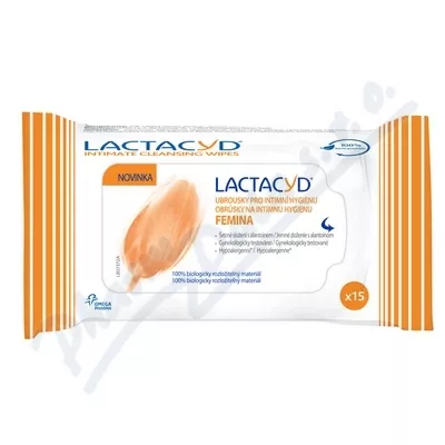 Lactacyd ubrousky Femina 15ks - intimní hygiena, ubrousky,intimní vlhčené ubrousky,ubrousky na intimní hygienu,
