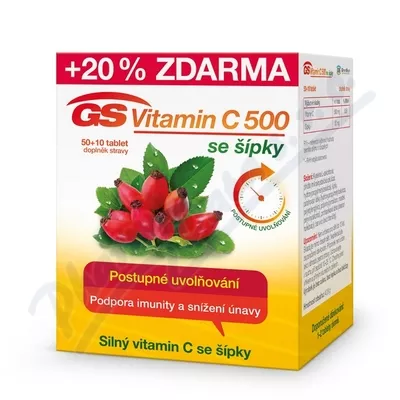 GS Vitamin C500+šípky tbl.50+10 ČR/SK