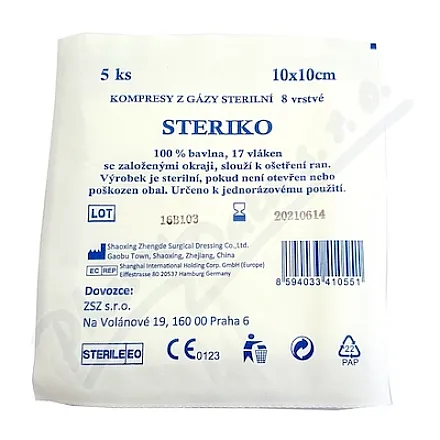 Sterylna gaza kompresyjna Steriko 10x10cm/5szt 8 warstw