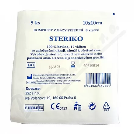 Sterylna gaza kompresyjna Steriko 10x10cm/5szt 8 warstw