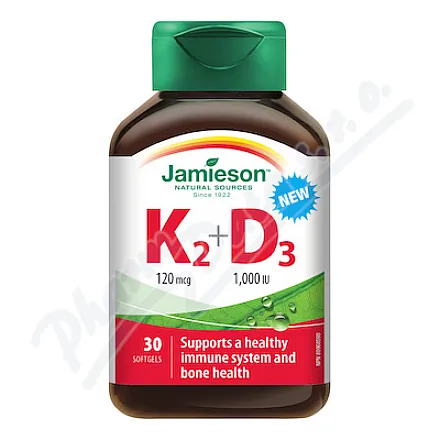 JAMIESON Witaminy K2 120mcg i D3 1000 IU cps.30