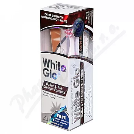 WHITE GLO Bělicí zub.pasta Káva/Čaj 150g+zub.kart.