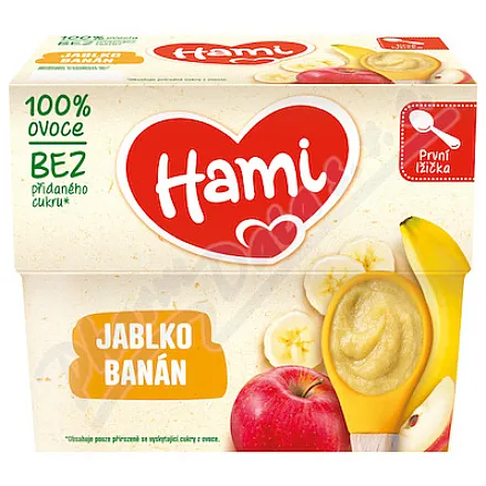 Hami 100% ovoce jablko a banán 4x100g 4m+