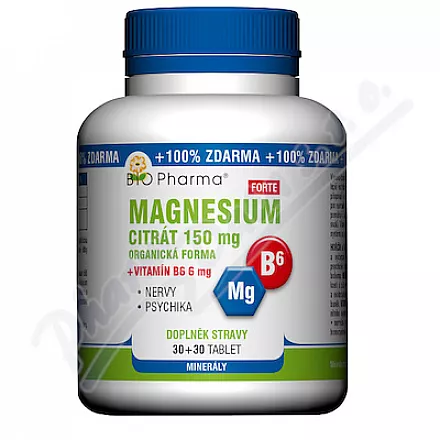 Magnesium citrát Forte 150mg+vit.B6 6mg tbl.30+30