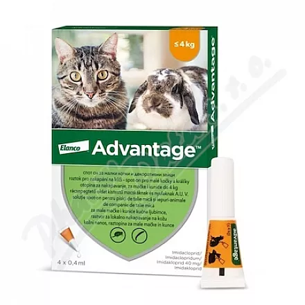 Advantage 40mg malé kočky+králíci spot-on 4x0.4ml