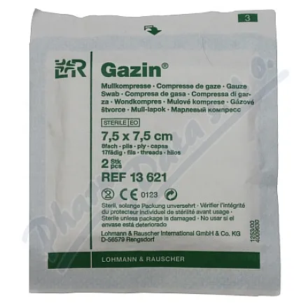 Gaza hydrofilowa, sterylna, kompresowa Gazin 7,5 x 7,5 cm / 2 szt.
