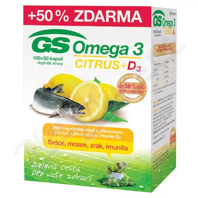 GS Omega 3 Citrus+D3 cps.100+50 CZ/SK