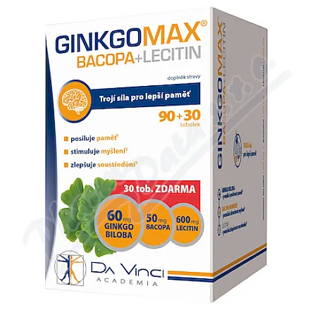 GinkgoMAX+Bacopa+Lecytyna DaVinciAcademia tob.90+30