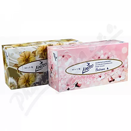 Linteo Papírové kapes.s balzámem box 3vrtsvé 90ks