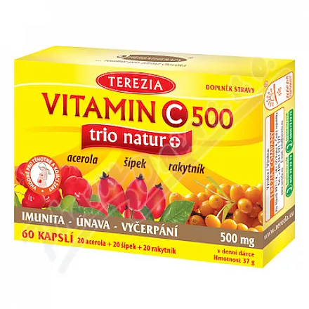 TEREZIA Vitamin C 500mg trio natur+ cps.60