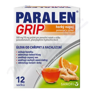 PARALEN GRIP HORKÝ NÁPOJ POMERANČ A ZÁZVOR