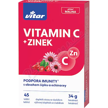Vitar Vitamin C+zinek+echinacea+šípek tbl.30+15
