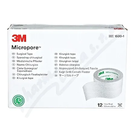 3M Micropore papír.náplast bílá 2.5cmx9.1m 12ks