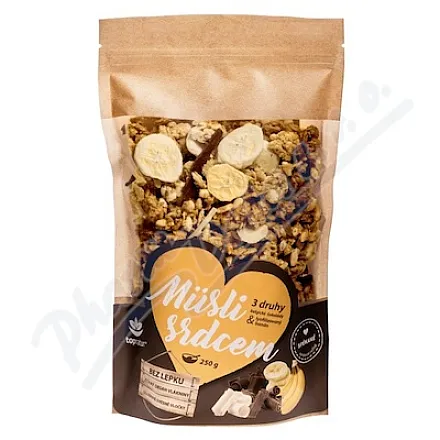 Musli serce trio czekolada & banan 250g TOPNATUR