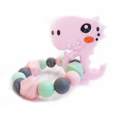 KidPro Silikonové kousátko Dino růžový