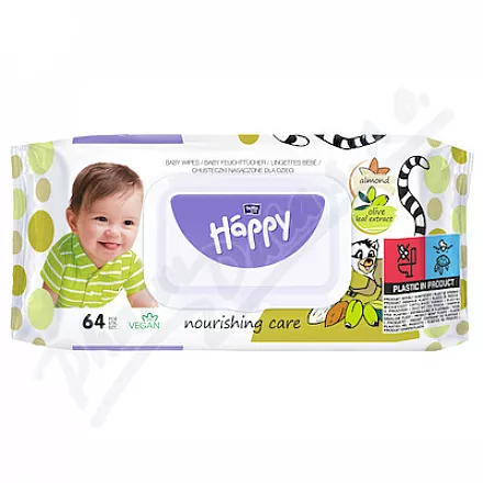 Happy vlhčené ubrousky mandle&olivy 64ks