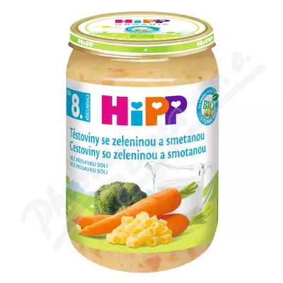 HiPP JUNIOR BIO Těstoviny se zel. a smetanou 220g