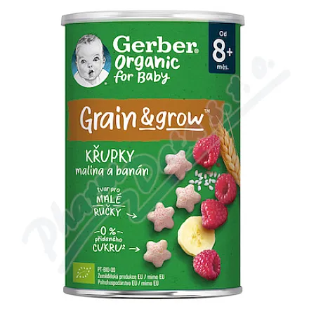 Gerber Křupky s malinou a banánem BIO 35g 8m+