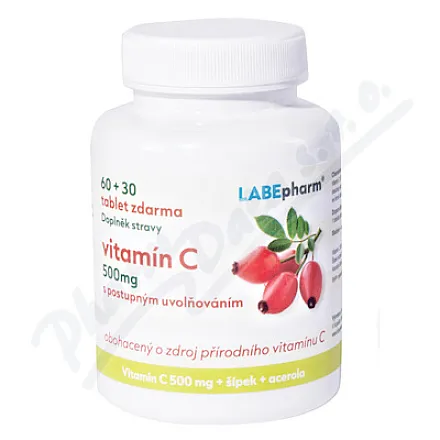 Labe Pharm Witamina C 500mg + owoc dzikiej róży + acerola tbl.90