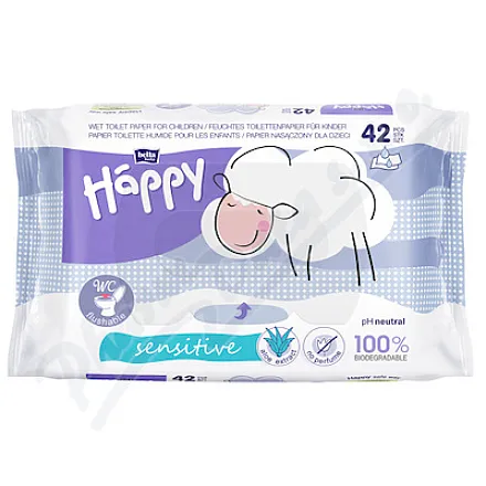 Happy – nawilżony papier toaletowy z aloesem, 42 sztuki