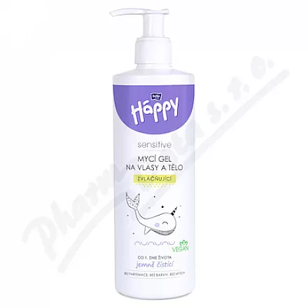 Happy sensitive mycí gel na vlasy a tělo 400ml