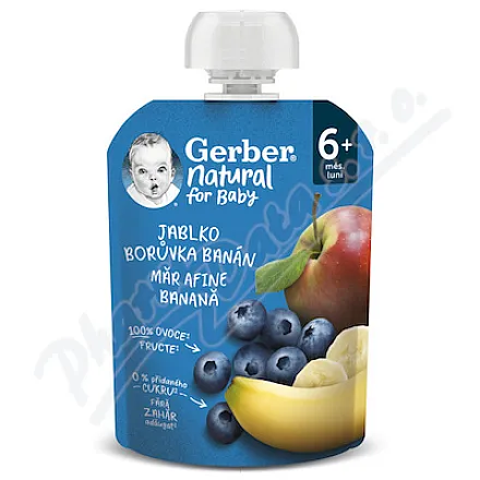 Gerber Natural Jablko borův.a banán kaps.90g 6m+