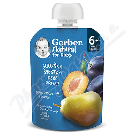 Gerber Natural Hruška a švestka kapsička 90g 6m+