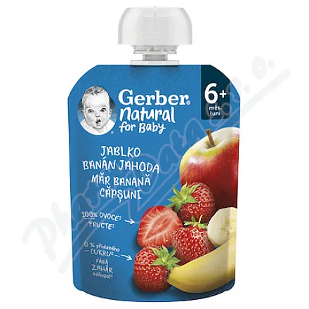 Gerber Natural Jablko banán a jahoda kaps.90g 6m+