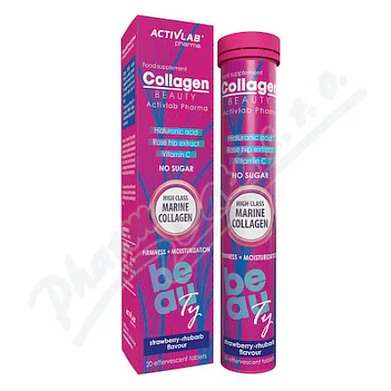 ActivLab Collagen Beauty truskawka i rabarbar – tabletki musujące, 20 szt.
