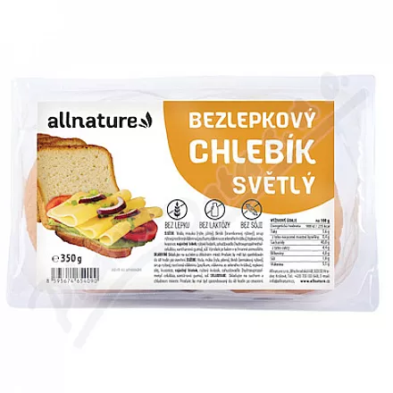 Allnature Bezlepkový chlebík světlý 350g