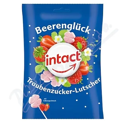 Intact hroznový cukr lízátka jahodová 10ks