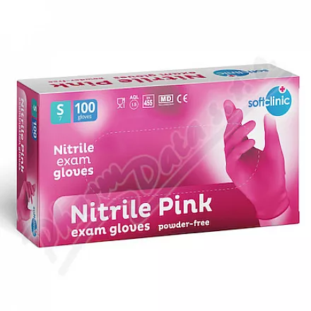 SOFTCLINIC Nitril ruk.vyšetř.nepudr.růžové S 100ks