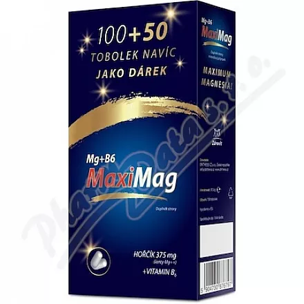 MaxiMag Hořčík 375mg+B6 tob.100+50 DÁRKOVÉ BALENÍ
