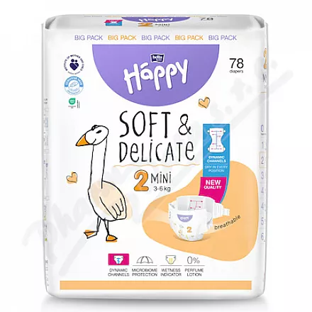 Happy Soft&Delicate 2 dětské pleny 3-6kg 78ks