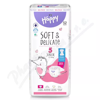 Happy Soft&Delicate 5 dětské pleny 11-18kg 52ks