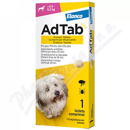 AdTab 112mg tabletki do żucia dla psów >2,5-5,5kg 1szt.