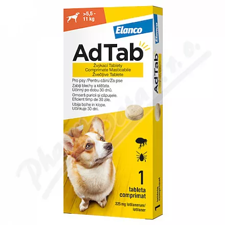 AdTab 225mg tabletki do żucia dla psów >5,5-11kg 1szt