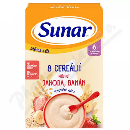 Sunar Kaszka mleczna 8 zbóż truskawka/banan 6m 210g