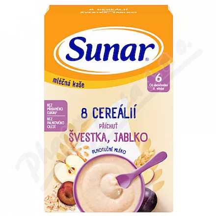 Sunar Kaszka mleczna 8 zbóż śliwka/jabłko 6m 210g