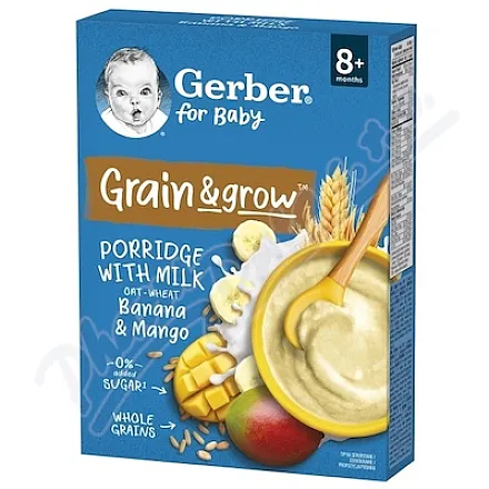 Gerber Ml. – kaszka pszenno-owsiana z mango i bananem, 200 g, od 8. miesiąca życia