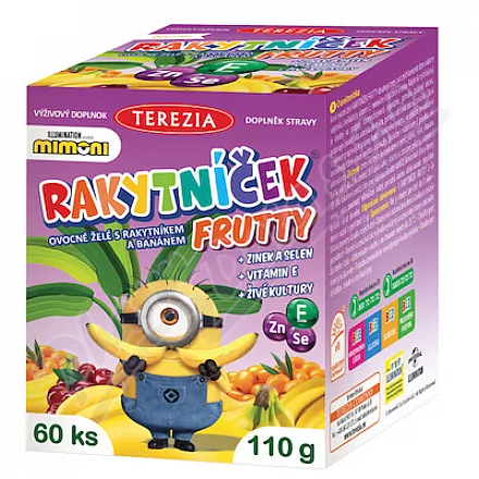 RAKYTNÍČEK Frutty želat.+Zn+Se+Vit.E MIMONI 60ks