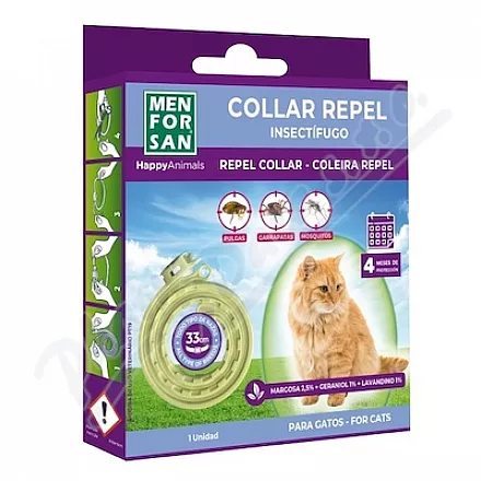 Menforsan Collar Repel antipar.obojek kočky 33cm - Veterinární přípravky a potřeby pro vaše mazlíčky.