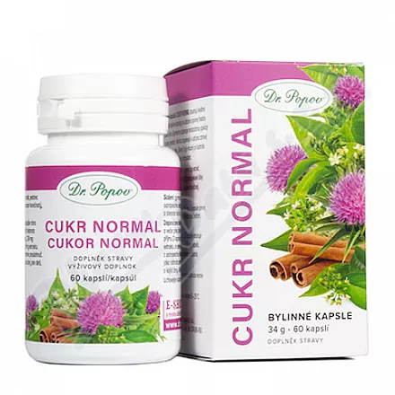 Kapsułki ziołowe Dr.Popov Cukier normalny cps.60