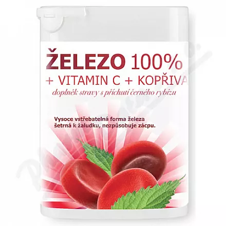 Żelazo 100% witamina C pokrzywa tbl.90