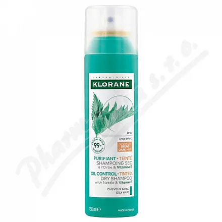 KLORANE Suchy szampon z pokrzywą do włosów ciemnych 150ml