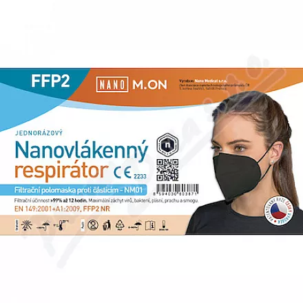 Półmaska z nanowłókien NANO M.ON FFP2 czarna 1szt.