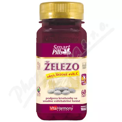 VitaHarmony Železo+kys.listová+vit.C tbl.60
