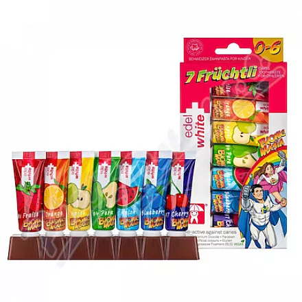 EDEL WHITE owocowa pasta do zębów dla dzieci 7x9,4ml